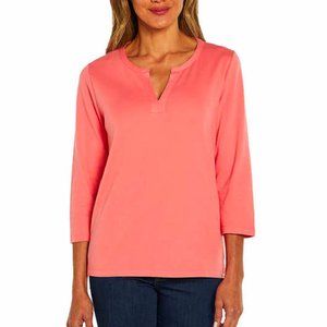 NWT Orvis Ladies' ¾ Sleeve Split Neck Top